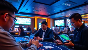 Experience thrilling gaming at MM88 agency with vibrant casino visuals and interactive players.