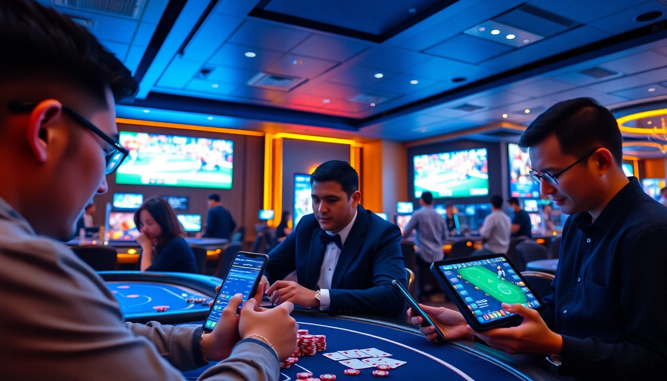Experience thrilling gaming at MM88 agency with vibrant casino visuals and interactive players.