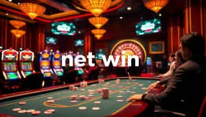 Watch players celebrate wins at the exciting online casino game net win, showcasing vibrant tables and thrilling action.