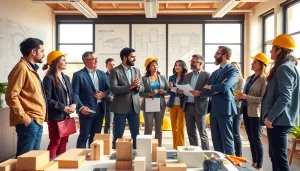 Engaging construction advocacy carolinas professionals collaborating in a bright office environment.