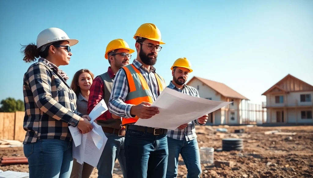 Builders collaborating on a construction site representing the Texas association of builders.