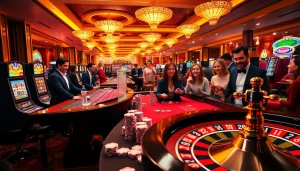 Engage with thrilling gaming experiences at https://thabet.vegas/ featuring modern casino tables and colorful slot machines.