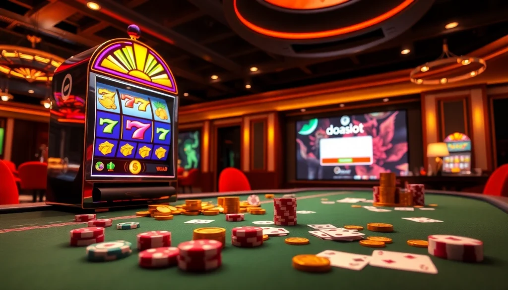 Experience the thrill of doaslot login with vibrant casino visuals and exciting slot games.