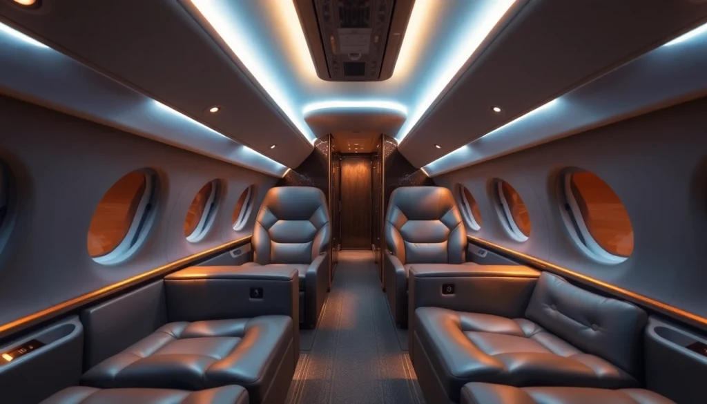 fly 88 luxurious private jet interior with plush seating and modern amenities