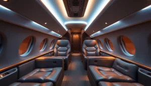fly 88 luxurious private jet interior with plush seating and modern amenities