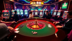 Experience the thrill of nk88 gambling at a vibrant casino table with players.