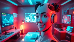 AI NSFW character interacting in a vibrant digital environment, showcasing immersive technology.