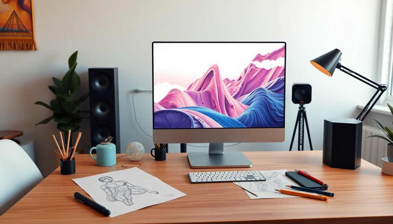 Creating stunning AI nsfw art in a modern digital workspace with innovative design.