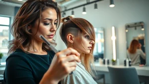 Hairstylist offering a tunsoare bucuresti in a modern salon