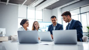 Analyzing competitive intelligence data by a professional team in a modern office setting.