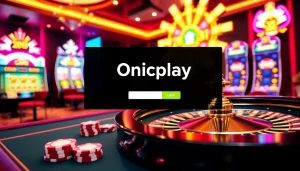 Access the Onicplay login interface with vibrant visuals of online casino elements, enhancing the gaming experience.