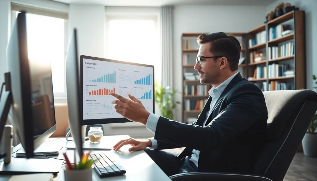 Analyze data to find competitor pricing in a modern office environment, focusing on analytics and strategy.