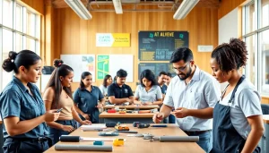 Students actively working in trade schools oahu classroom, engaging in hands-on training.
