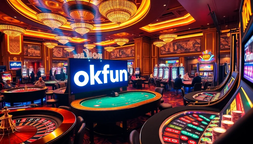Experience the thrill of winning at okfun's vibrant casino gaming floor with roulette, poker, and slot machines.