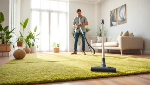 Local carpet cleaners maintaining a bright living room with vibrant rugs and cozy seating.