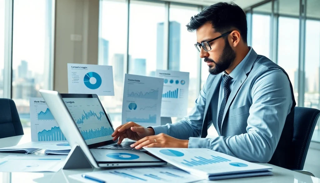 Analyze data to find competitor customer list in an office filled with charts and technology.