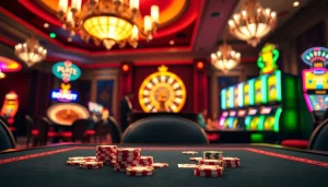 Experience the thrill of gaming at https://www.kjc.global/ with vibrant poker chips and a roulette wheel.