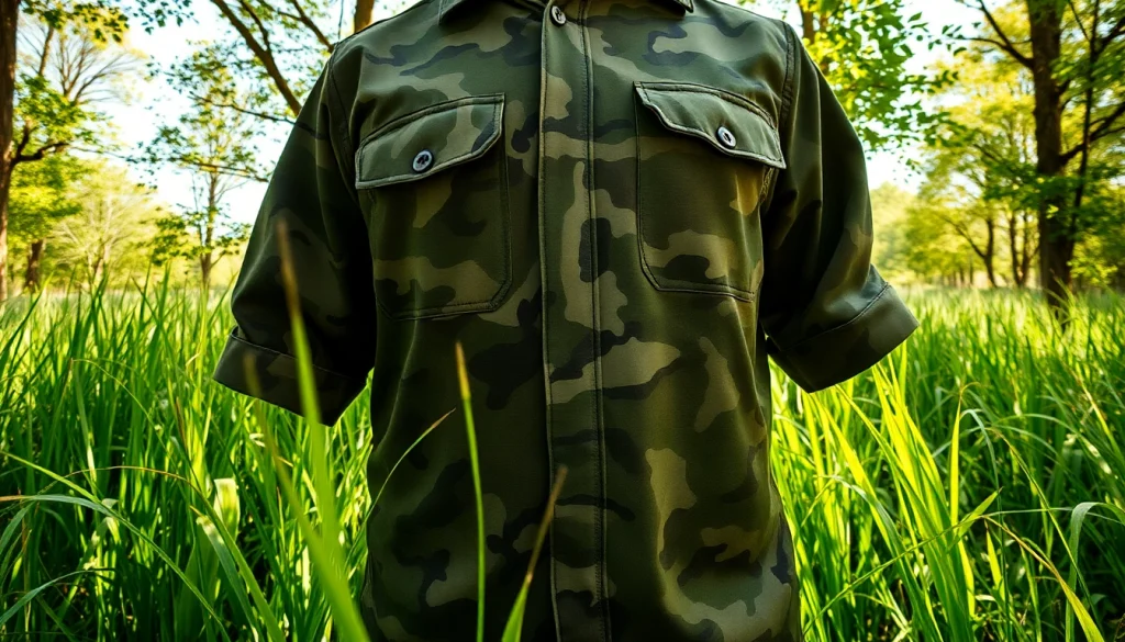 goedkope camouflage print op militaire kleding in natuurlik decor