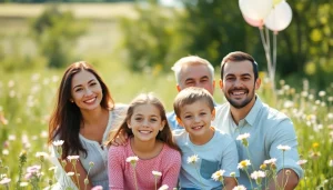 Capture of family enjoying light & airy photography session in a sunlit meadow.