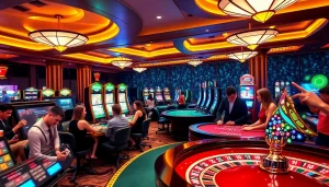Players enjoying engaging idnslot games at a vibrant casino table.