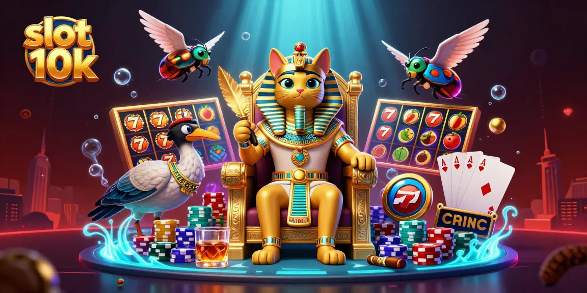 Spin to win at slot 10k with captivating Egyptian-themed characters and vibrant game elements.
