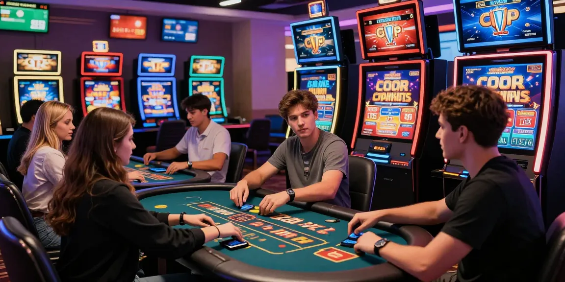 Exciting gaming scene at the best credit card casinos featuring diverse players enjoying slots and promotions in a vibrant atmosphere.