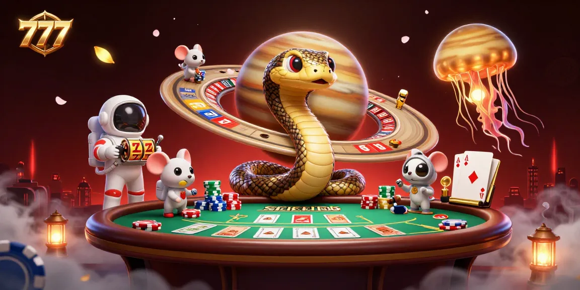 Experience the thrill of 777 slots with astronaut mice betting amidst cosmic casino elements.