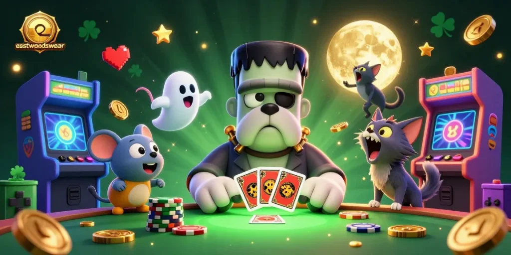 Menggali permainan slot gacor di eastwoodswear, dengan karakter kasino dan elemen permainan yang memukau.